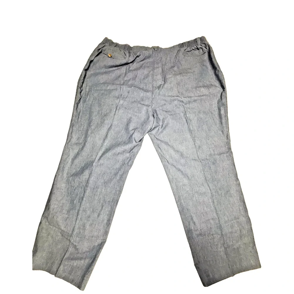Mens Lightweight Light Blue Pants Elastic Waist Pants 48 x 30 Made in USA